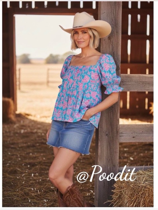 Promesa Tops - PROMESA vibrant floral print top S M L